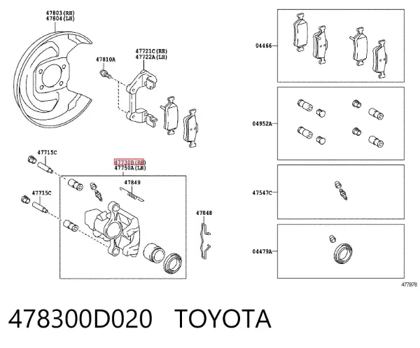Suporte do freio traseiro direito 478300D020 Toyota