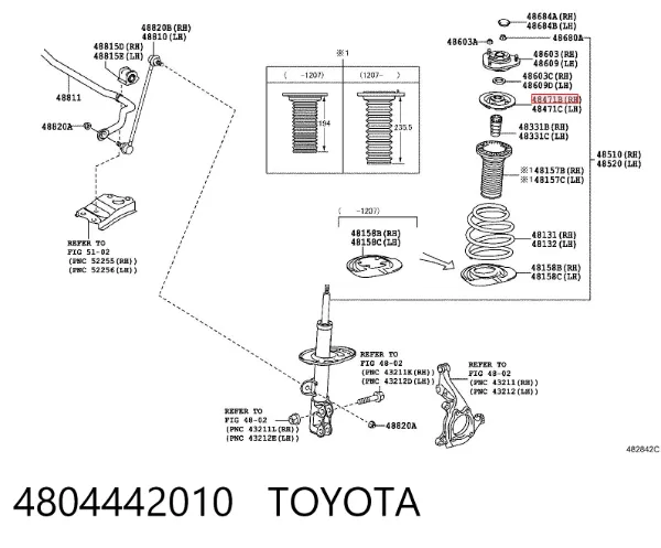 Disco superior metálico de mola dianteira 4804442010 Toyota