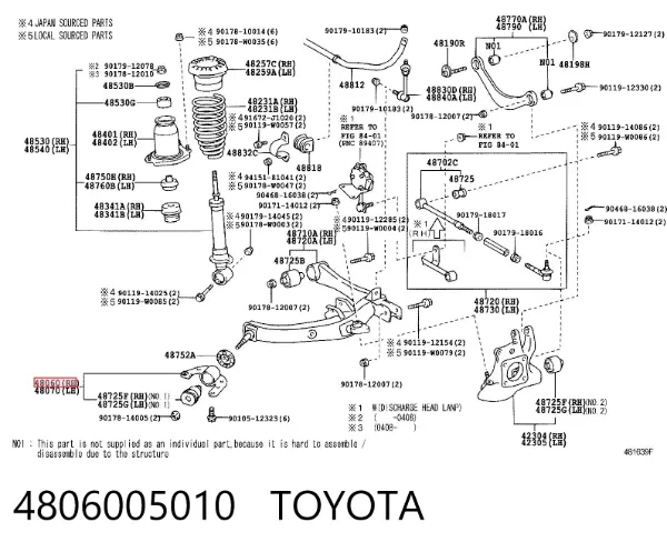 Bloco silencioso do braço oscilante inferior traseiro 4806005010 Toyota
