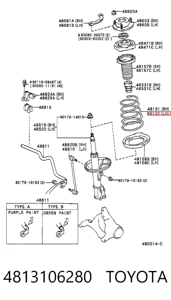 Mola dianteira 4813106280 Toyota