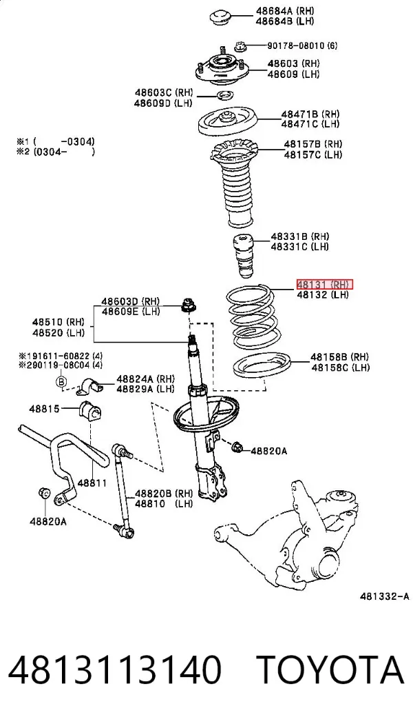 Mola dianteira 4813113140 Toyota