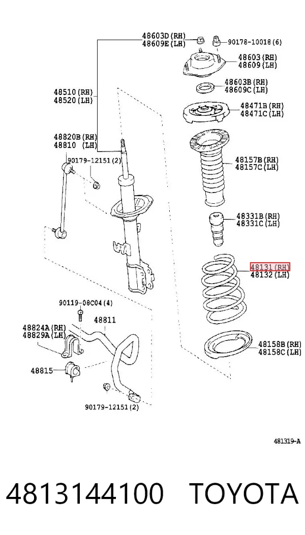 Mola dianteira 4813144100 Toyota