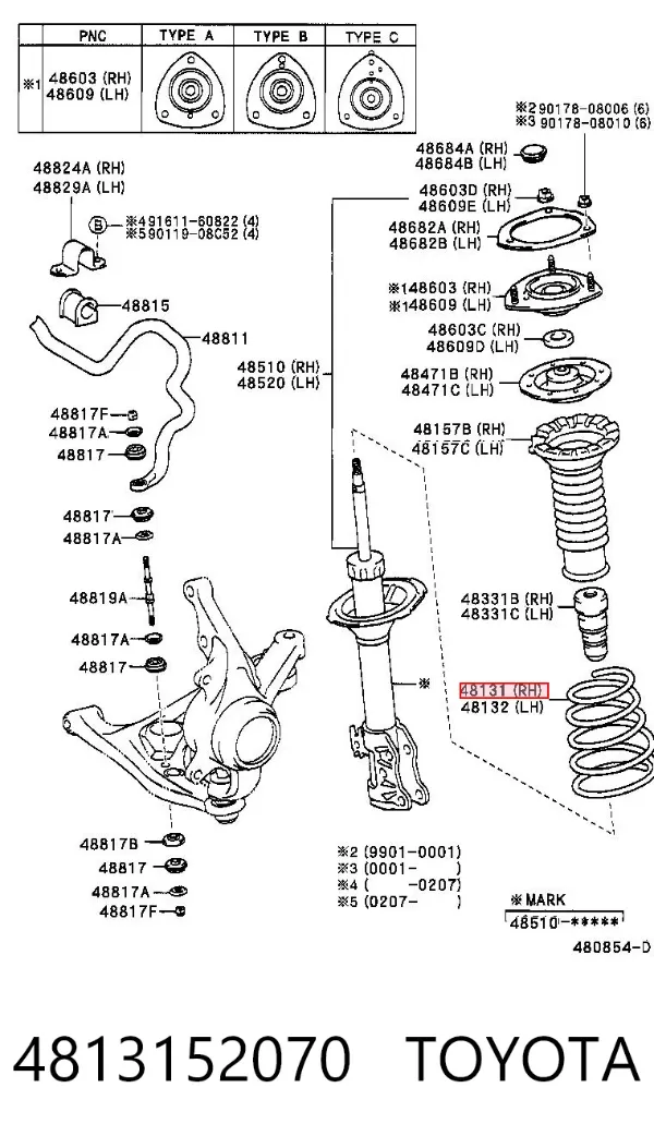 Mola dianteira 4813152070 Toyota