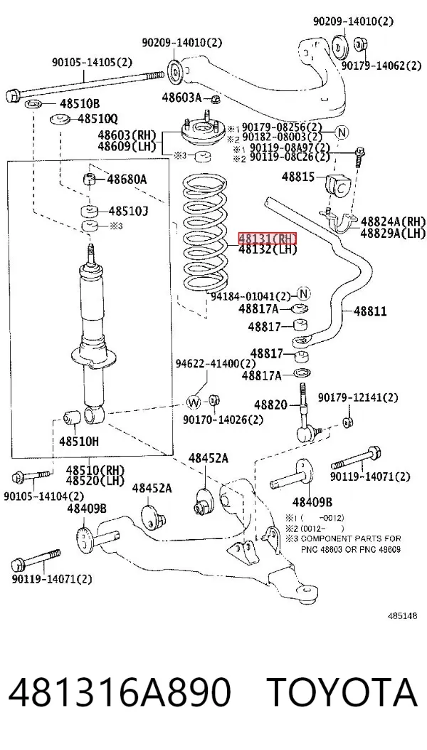 Mola dianteira esquerda 481316A890 Toyota