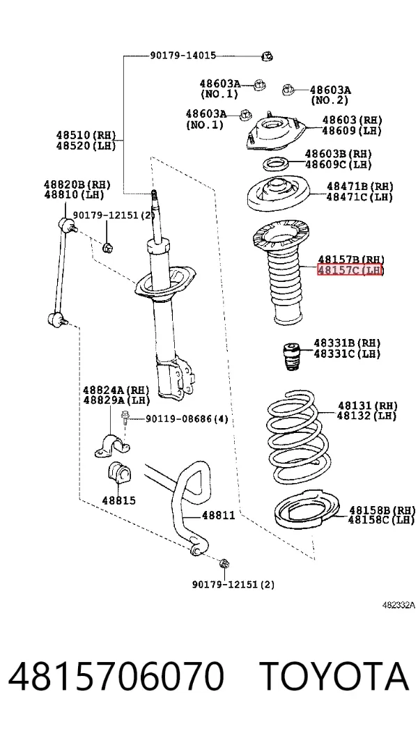 Bota de proteção de amortecedor dianteiro 4815706070 Toyota