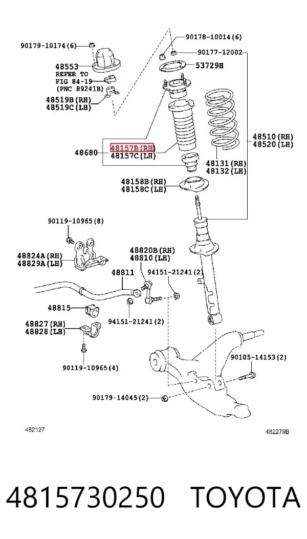 Bota de proteção de amortecedor dianteiro 4815730250 Toyota