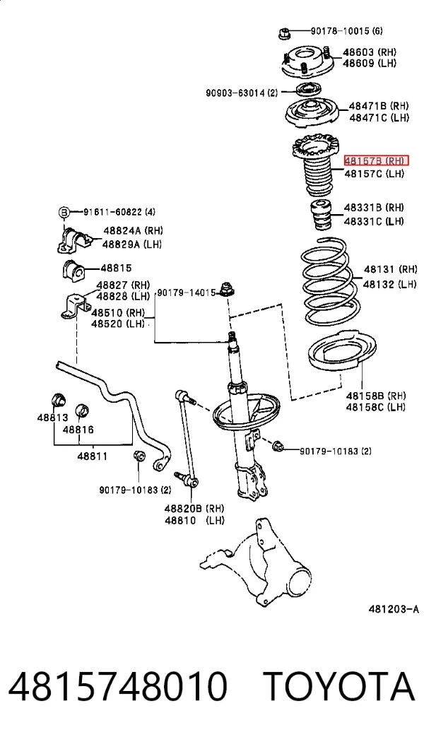 Bota de proteção de amortecedor dianteiro 4815748010 Toyota
