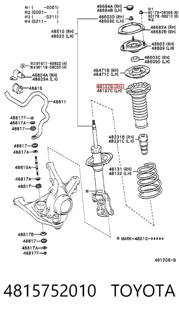 Bota de proteção de amortecedor dianteiro 4815752010 Toyota
