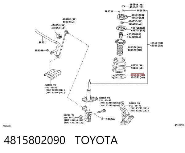 Espaçador (anel de borracha) da mola dianteira inferior 4815802090 Toyota