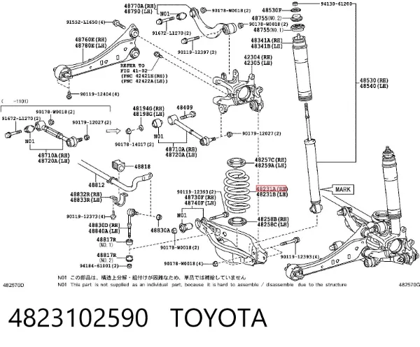 Mola traseira 4823102590 Toyota