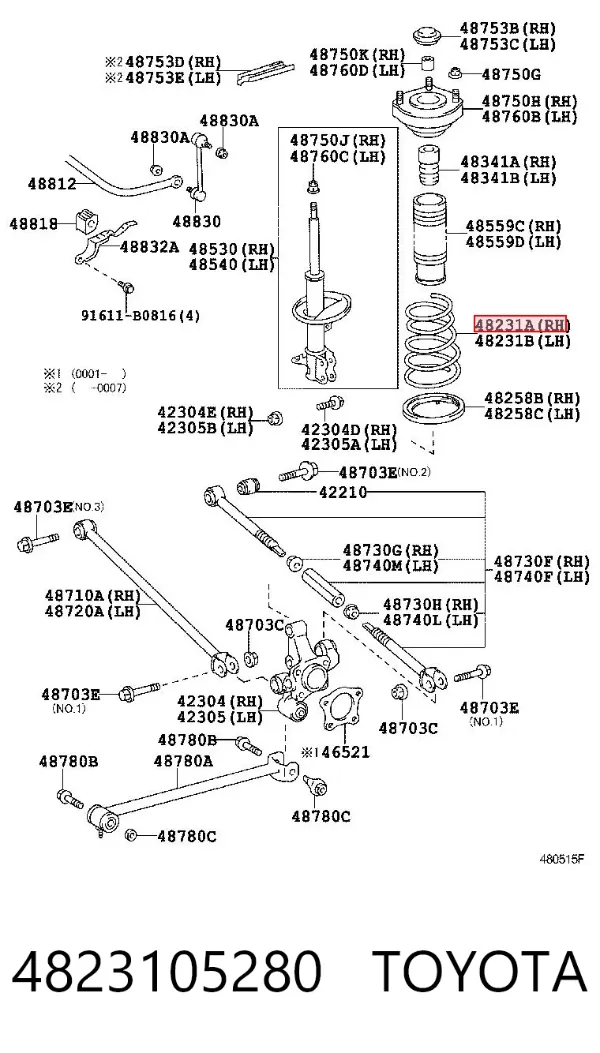 Mola traseira 4823105280 Toyota