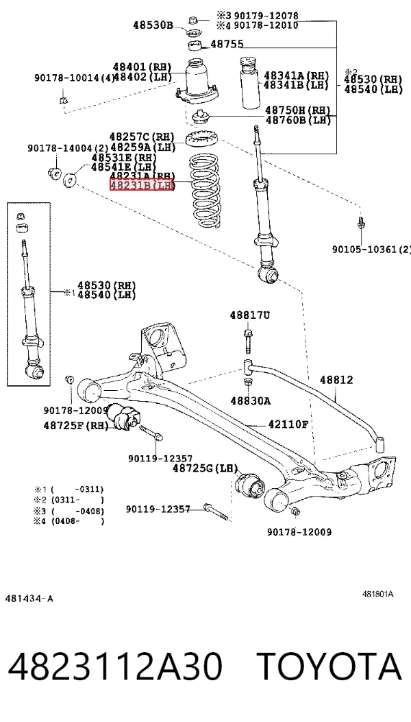 Mola traseira 4823112A30 Toyota
