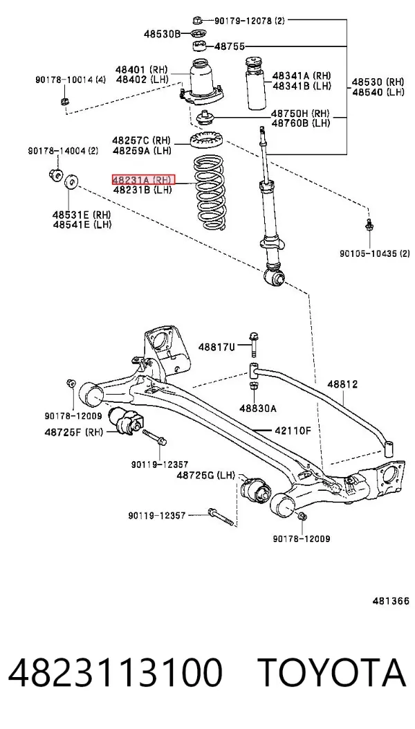 Mola traseira 4823113100 Toyota