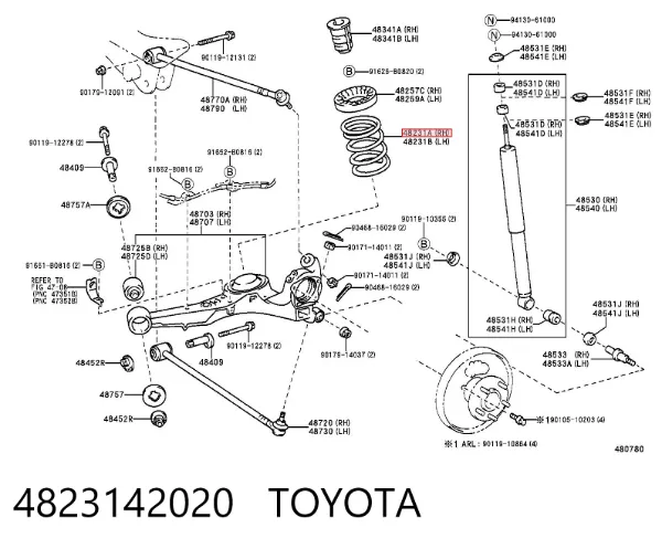 Mola traseira 4823142020 Toyota