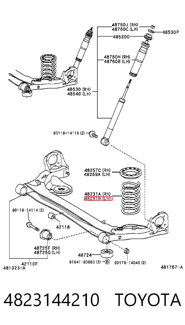Mola traseira 4823144210 Toyota