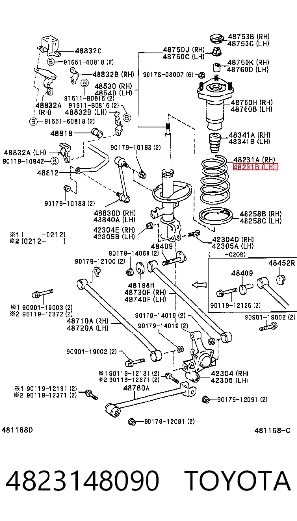 Mola traseira 4823148090 Toyota