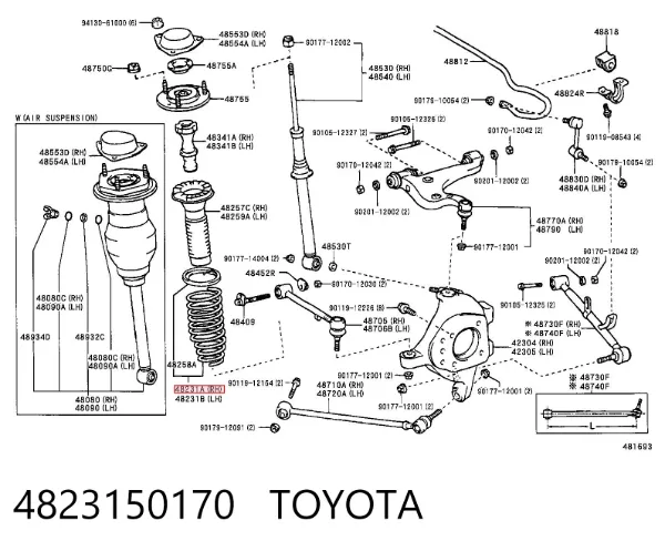 Mola traseira 4823150170 Toyota