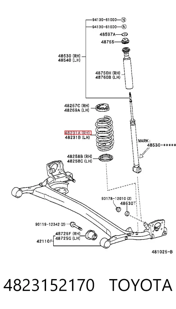Mola traseira 4823152170 Toyota