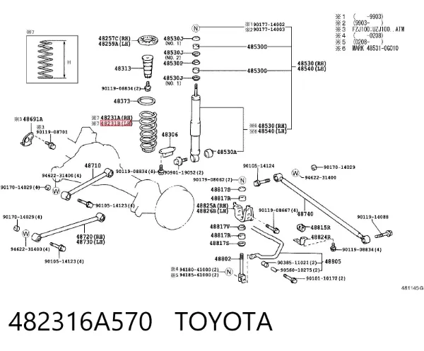 Mola traseira 482316A570 Toyota