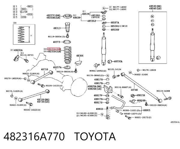 Mola traseira 482316A770 Toyota