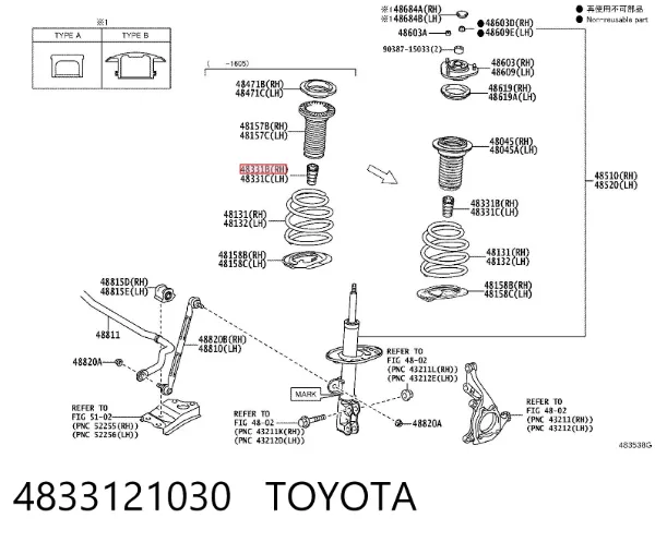 Pára-choque (grade de proteção) de amortecedor dianteiro 4833121030 Toyota