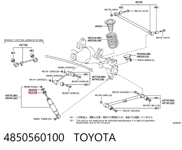 Bucha da haste de amortecedor traseiro 4850560100 Toyota