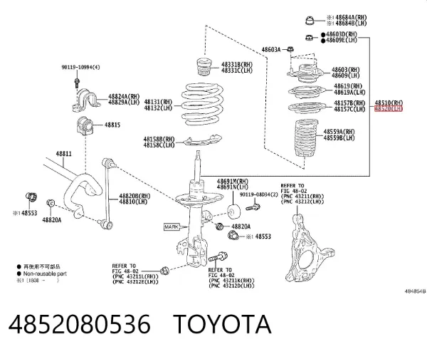 Amortecedor dianteiro esquerdo 4852080536 Toyota