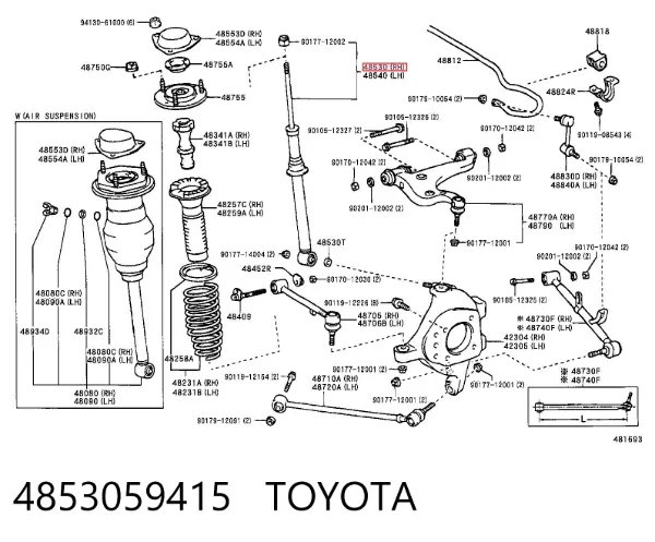 Amortecedor traseiro 4853059415 Toyota