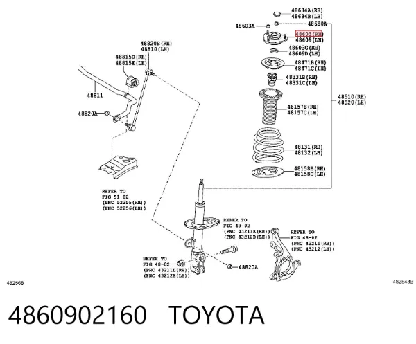 Suporte de amortecedor dianteiro 4860902160 Toyota