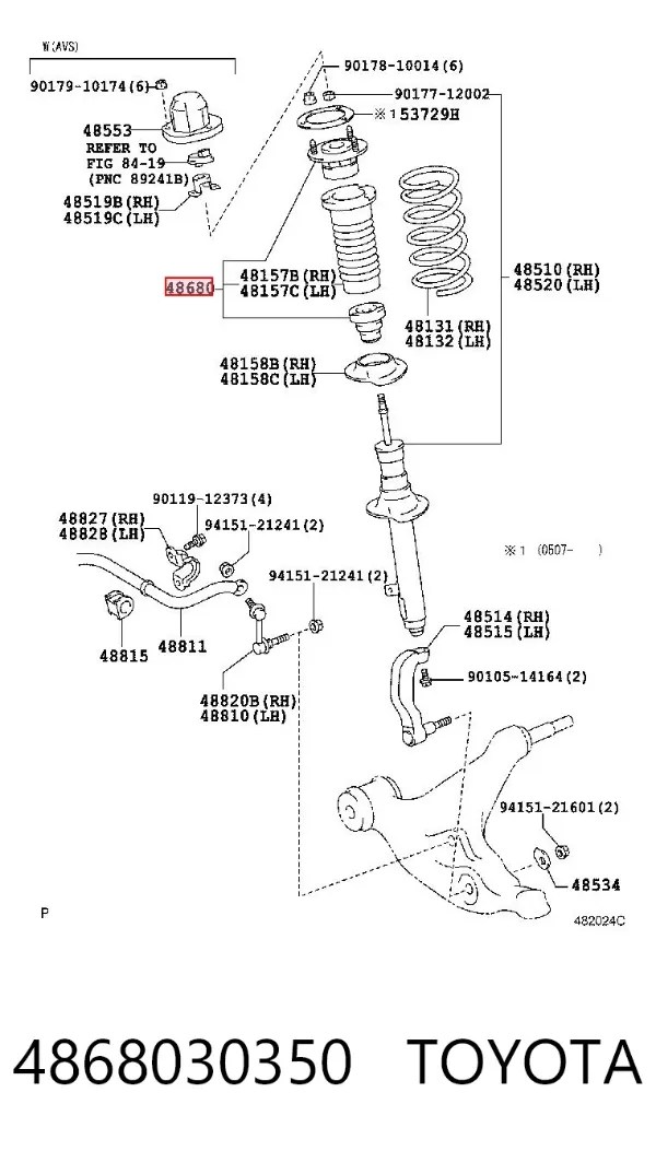 Suporte de amortecedor dianteiro 4868030350 Toyota