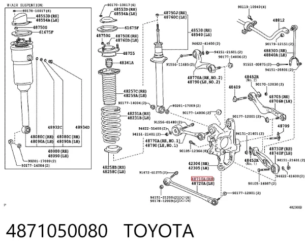 Barra transversal de suspensão traseira 4871050080 Toyota