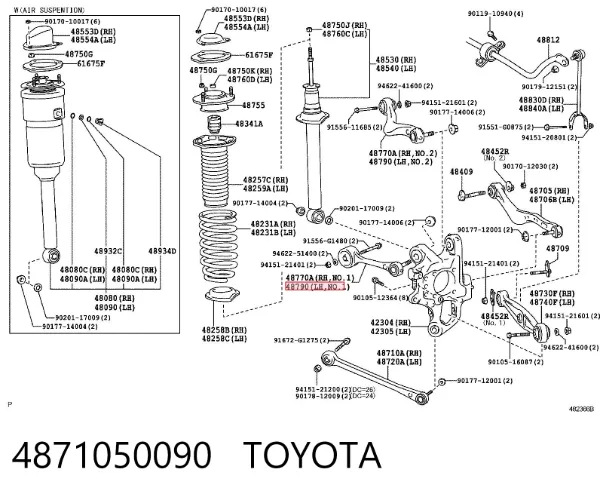 Braço oscilante superior esquerdo/direito de suspensão traseira 4871050090 Toyota