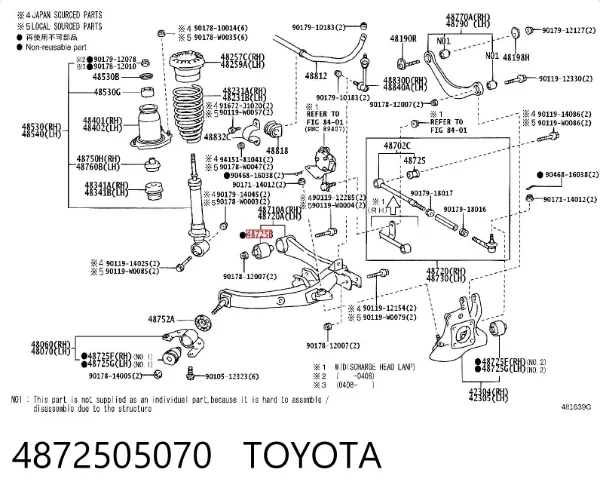 Bloco silencioso do braço oscilante inferior traseiro 4872505070 Toyota