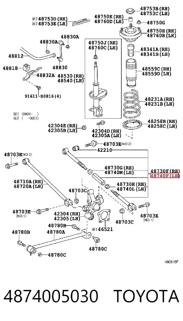 Barra transversal de suspensão traseira 4874005030 Toyota