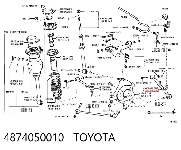Barra transversal de suspensão traseira 4874050010 Toyota