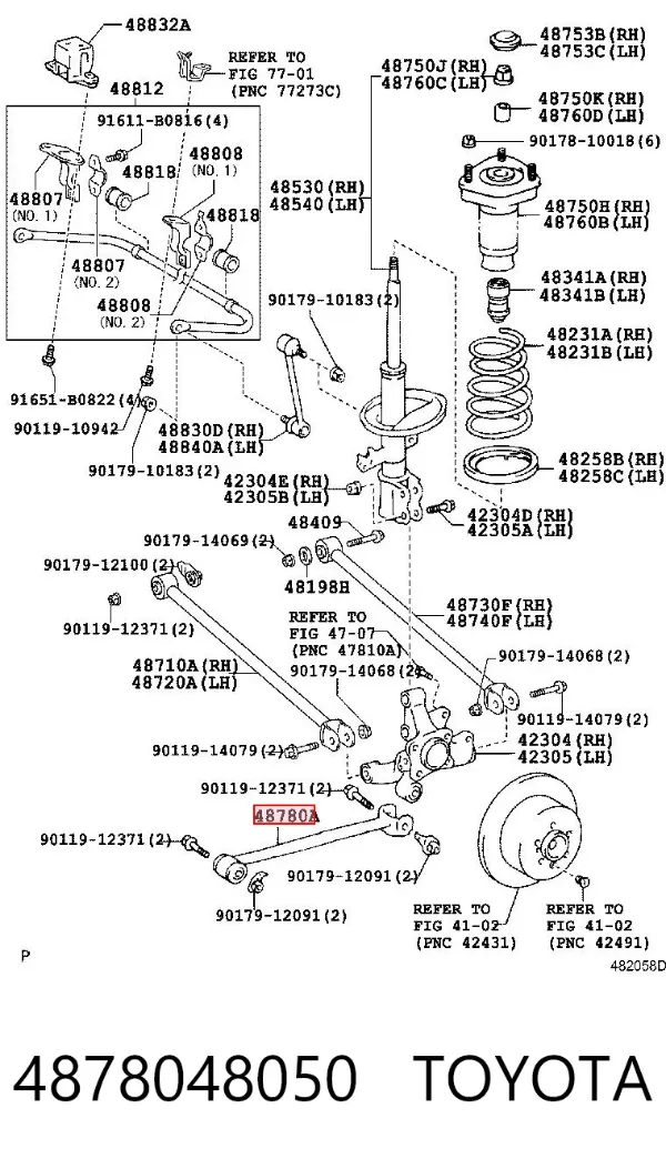 Barra longitudinal de suspensão traseira 4878048050 Toyota