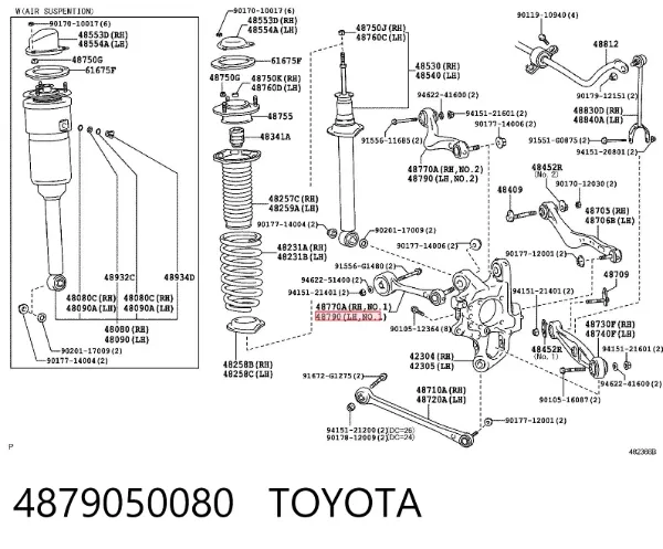 Braço oscilante superior esquerdo de suspensão traseira 4879050080 Toyota