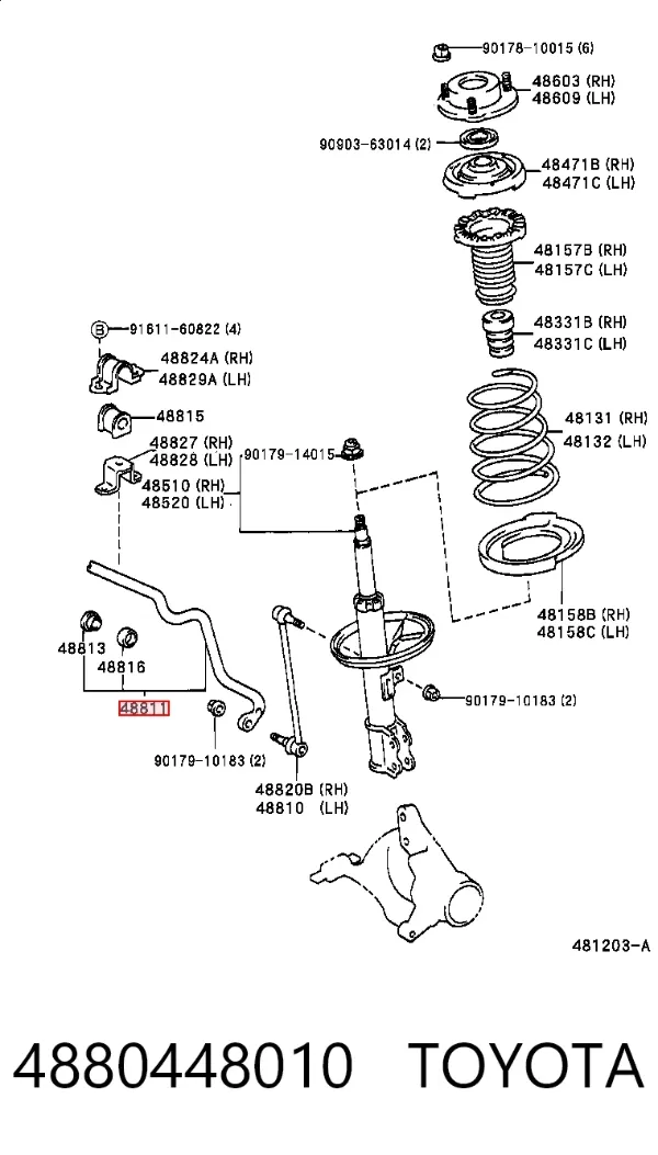 Estabilizador dianteiro 4880448010 Toyota