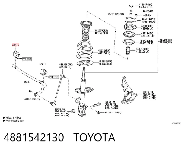 Bucha esquerda de estabilizador dianteiro 4881542130 Toyota