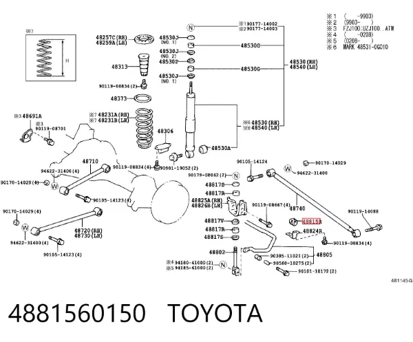Bucha de estabilizador traseiro 4881560150 Toyota