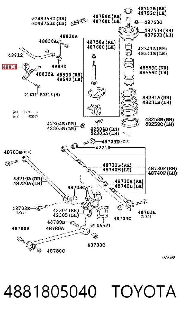 Bucha de estabilizador traseiro 4881805040 Toyota