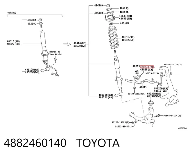 Braçadeira de fixação da bucha de estabilizador dianteiro 4882460140 Toyota
