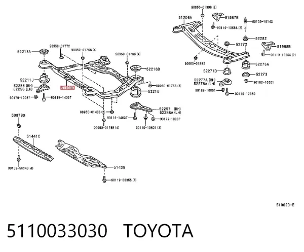 Viga de suspensão dianteira (plataforma veicular) 5110033030 Toyota