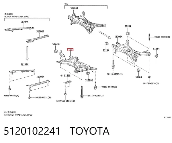 Viga de suspensão dianteira (plataforma veicular) 5120102241 Toyota