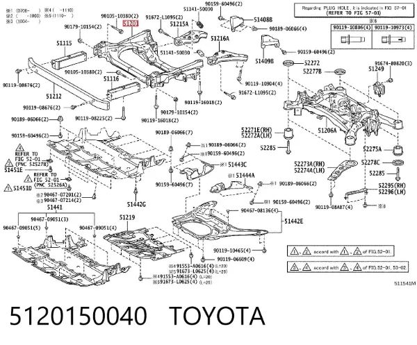 Viga de suspensão dianteira (plataforma veicular) 5120150040 Toyota