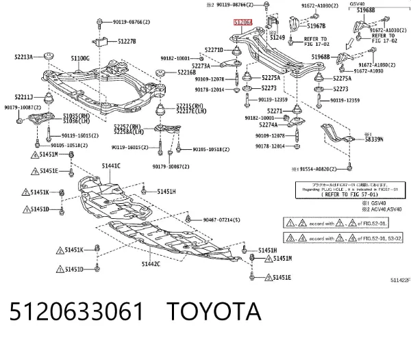 Viga de suspensão traseira (plataforma veicular) 5120633061 Toyota