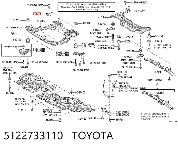 Amortecedor de viga dianteira (coxim) 5122733110 Toyota