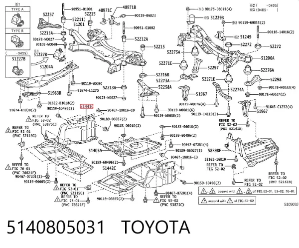 Proteção de motor direito 5140805031 Toyota