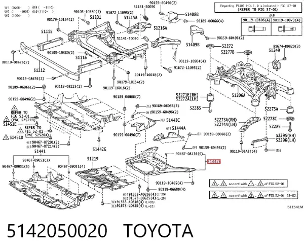 Proteção de motor traseiro 5142050020 Toyota