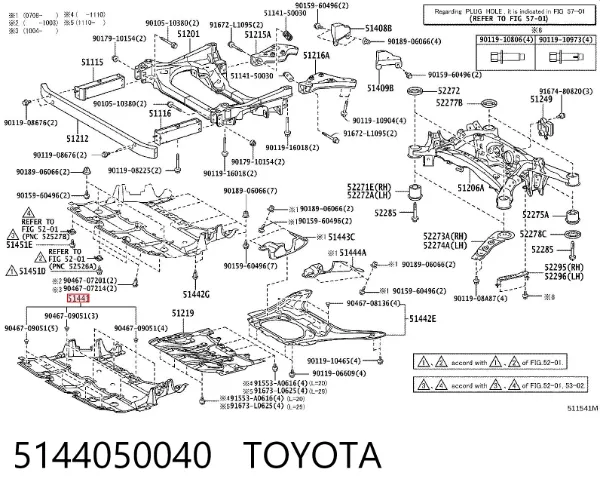Proteção de motor dianteira 5144050040 Toyota